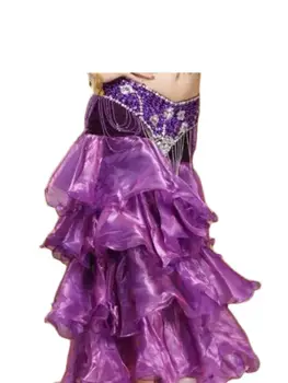1 шт./лот, женская сексуальная юбка для танца живота, лоскутная 3-слойная длинная юбка, женская сексуальная юбка для танцев, свободный размер, карамельный цвет