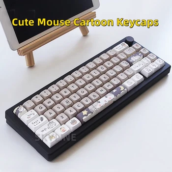 132 клавиши Cute Mouse с мультяшной тематикой Keycaps XDA Profile Key caps Английский для 61/64/68/84/87/96/98/104 Клавишных колпачков Механической клавиатуры