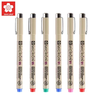 1шт ручка SAKURA Micron 0,25 мм 0,45 мм Лайнер Фломастер Акварельные маркеры для профессионального рисования Эскиз Манга Художественные принадлежности
