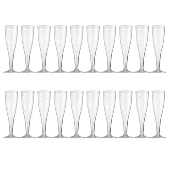 20 Пластиковых бокалов для шампанского Одноразовые Серебряные блестящие пластиковые бокалы для шампанского для вечеринок | Прозрачный пластиковый стаканчик с блестками