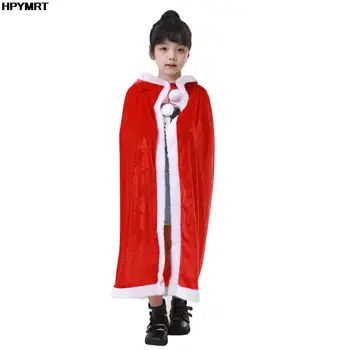 2022 Новая рождественская накидка со шляпой, праздничный костюм Санта-Клауса, Шаль со шляпой, Наряд Красного цвета для взрослых и детей унисекс