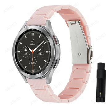 22/20 мм ремешок для samsung galaxy watch 4 band 40 мм 44 мм watch 4 classic 46 мм 42 мм 3 45 мм 41 мм пластиковый ремешок с рисунком из углеродного волокна