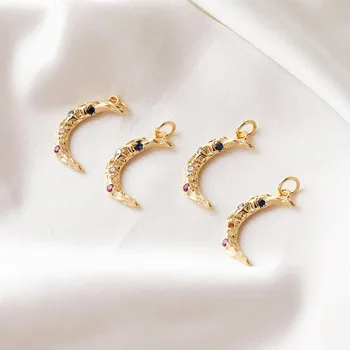 2шт Ожерелье в форме Луны из 14-каратного золота, подвеска, Серьги-подвески 