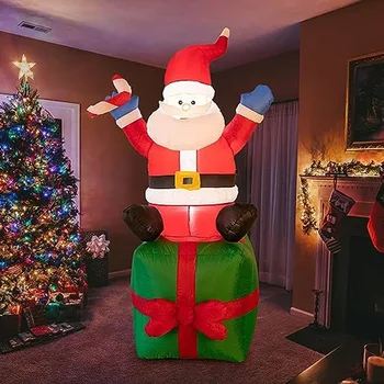 6-футовые надувные рождественские украшения Санта-Клауса в помещении и на улице, праздничная атмосфера, Рождественские украшения для дома