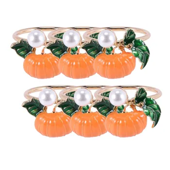 6шт, кольцо для салфеток в тыкве на Хэллоуин, День Благодарения, модель, набор для комнаты, кнопка для настольных салфеток, тема урожая, кольцо для салфеток