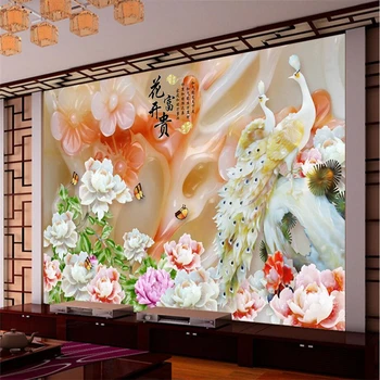 beibehang Пион цветы павлин обои для стен 3 d фон спальня настенная бумага papel de parede 3D обои для рабочего стола домашний декор