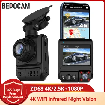 BEPOCAM ZD68 4K Dash Cam Инфракрасный Автомобильный Видеорегистратор Ночного Видения WiFi Внешний GPS 2.5K + 1080P Dashcam Автомобильный Android Автоматический Видеомагнитофон