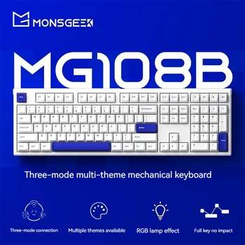 Monsgeek Mg108b 2.4g Беспроводная Bluetooth Трехрежимная Пользовательская Механическая Клавиатура Rgb Hot Swap Gaming Typing Pbt Key Cap Ttc Axis