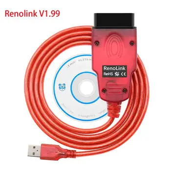 RENOLINK V1.99 OBD2 ECU Программатор для Renault Reno Link 1.99 Автомобильные USB Диагностические Инструменты Кабель Кодирования Ключа ECM UCH