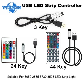 RGB Контроллер 5V USB LED Strip Controller Беспроводной Пульт Дистанционного Управления Strip Light 3 24 44 Клавиши Диммера Для 5050 2835 LED Lamp Tape