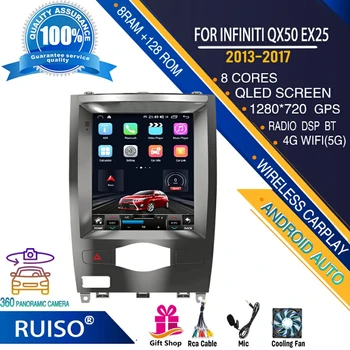 RUISO ДЛЯ DVD-плеера автомобиля серии Tesla для INFINITI QX50 EX25 2013-2017 автомобильный радио мультимедийный монитор 4G GPS carplay Android auto