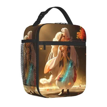 Sesshomaru InuYasha Термоизолированная сумка для ланча Школьный Винтажный Аниме Портативный контейнер для ланча Термоохладитель Ланч-бокс