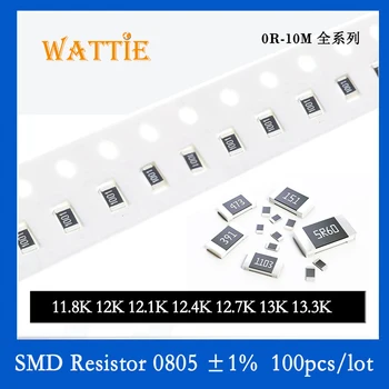 SMD резистор 0805 1% 11.8K 12K 12.1K 12.4K 12.7K 13K 13.3K 100 шт./лот микросхемные резисторы 1/8 Вт 2.0 мм * 1.2 мм