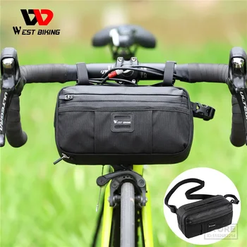 WEST BIKING Многофункциональная сумка для велосипедного руля на плечо, поясная Сумка для велосипедной рамы Большой емкости, аксессуары для шоссейных велосипедов MTB