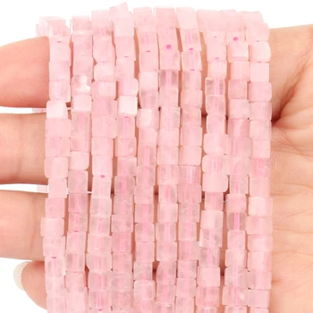 Бусины из натурального розового кварца 3,5 мм квадратной кубической формы, бусины 