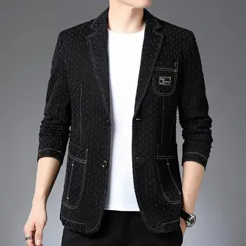 Бутик мужской моды, деловой джентльмен, повседневный тренд, приталенная элегантная Корейская версия джинсового блейзера All Host в британском стиле