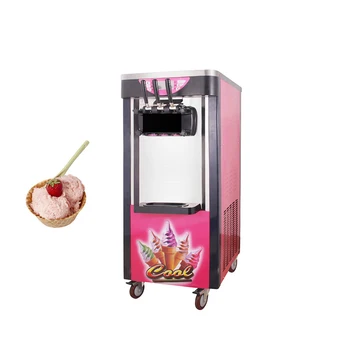 Вертикальный розовый автомат для производства мороженого, коммерческий автомат для производства замороженного йогурта