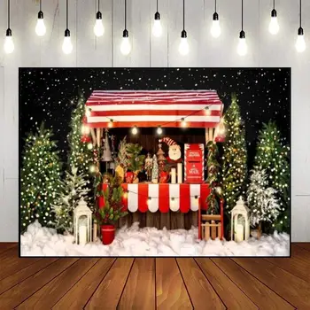 Веселый Рождественский Праздничный баннер, фон для фотографий, Пряничный домик Клауса, Изготовленные на заказ фонари для дня рождения, фоны для фотосъемки