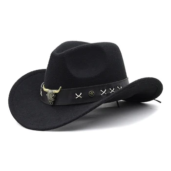 Винтажная фетровая шляпа в стиле кантри-Вестерн, ковбойская шляпа с кожаной лентой, ковбойская шляпа для вечеринки, реквизит для фотосессии, головные уборы, подарки