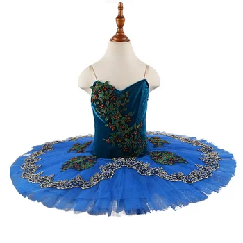 Высококлассный предпрофессиональный детский танцевальный костюм для девочек нестандартного размера и цвета, 7 слоев темно-синей балетной пачки нового дизайна