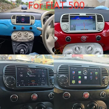 Для FIAT 500 2007-2014 Белый Android Автомагнитола 2 Din Стереоприемник Авторадио Мультимедийный DVD-плеер GPS Навигация головное устройство