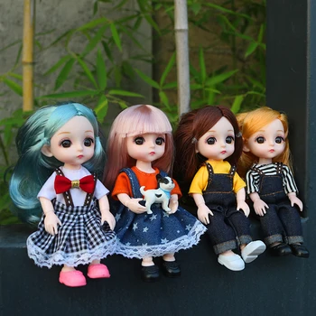 Для куклы BJD 16 см, повседневная модная одежда принцессы, аксессуары для костюмов, украшения в стиле ню, разноцветные волосы, подарочная игрушка для девочек