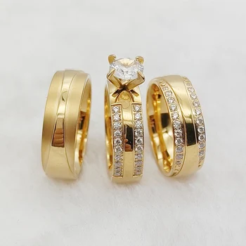 Женские обручальные кольца с кубическим цирконием и бриллиантами в тон свадебному набору для пар со скидкой на ювелирные изделия из 24-каратного золота