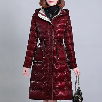Женское длинное пальто, Зимние куртки 2023, Новые теплые парки с хлопковой подкладкой, утепленная зимняя верхняя одежда в Корейском стиле