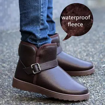 Зимняя обувь, мужские зимние ботинки с бархатной утепленной теплой нескользящей водонепроницаемой обувью для хлеба