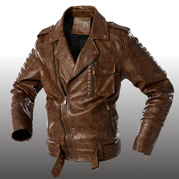 Зимняя толстая флисовая куртка из искусственной кожи, мужская осенняя мотоциклетная куртка из искусственной кожи, крутые байкерские куртки-бомберы на молнии, большие размеры 4XL