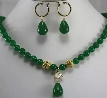 идеально подобранное ожерелье из зеленого нефрита 8 мм, серьги, наборы ювелирных изделий для вечеринок и свадеб
