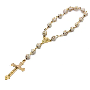 Индивидуальный браслет с крестом из пластиковых бусин для мужчин и женщин, браслет с крестом Иисуса в стиле панк, ювелирные изделия в стиле хип-хоп