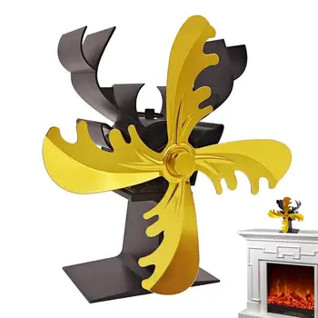 Каминный вентилятор в рождественской тематике Аксессуары для дровяной печи с 4 створками Дизайн Лося Каминный вентилятор Вентилятор для печки-обогревателя Вентилятор для пеллетной печи