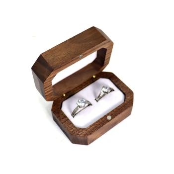 Коробка для ювелирных колец из орехового дерева в стиле Ретро, деревенский свадебный деревянный держатель для колец, Коробка для хранения обручальных колец C1FC