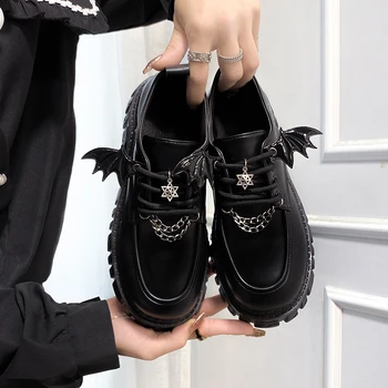 Лакированная кожа Металлическая цепочка Платформа Туфли в стиле Лолиты в готическом стиле Женские Весенние туфли-лодочки в стиле колледжа Женская Школьная обувь в Японии Tacones Mujer