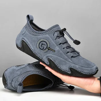 Легкая спортивная обувь Four Seasons Мужская 2024 года в новом британском стиле, модная Дышащая Нескользящая Удобная повседневная обувь для скалолазания