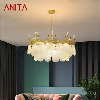 Люстра ANITA Nordic, светодиодные светильники, подвесной светильник в форме золотой короны, домашний светодиодный светильник для гостиной