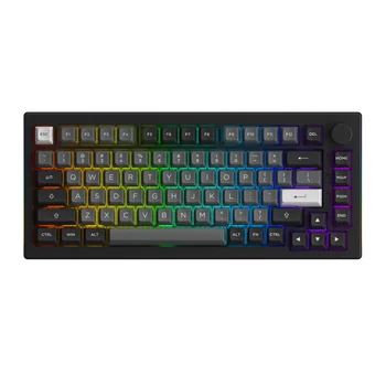 Механическая игровая клавиатура Akko 5075B Plus Black & Silver 75% с возможностью горячей замены в нескольких режимах RGB, Беспроводная 2,4 ГГц/USB Type-C / Bluetooth 5,0