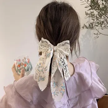Милая праздничная ткань, Однотонные Женские галстуки в цветочек, Эластичные ленты для волос, Резинки для волос в пасторальном стиле, Веревка для волос в Корейском стиле