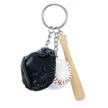 Мини-бейсбольные брелки для сувениров на бейсбольную вечеринку, Бейсбольная бита, набор перчаток, подвеска, деревянный брелок, подвески для рюкзаков, Ключи от машины