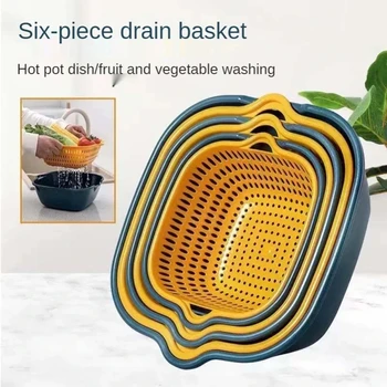 Многофункциональная корзина для слива, бытовая Двухслойная корзина для мытья овощей, Креативная Кухонная корзина для фруктов