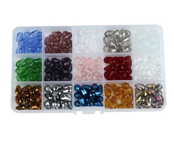 Многоцветный в коробке 8 *12 мм хрустальные бусины в форме капли, стеклянная круглая прокладка для изготовления ювелирных изделий