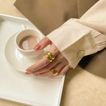 Модные Широкие многослойные Круглые открытые кольца, Геометрические кольца для пальцев для женщин, мужчин, ювелирных изделий, подарков