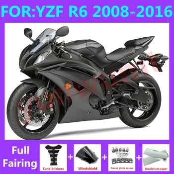 Мотоцикл полный комплект обтекателей подходит для YZF R6 2008 2009 2010 2011 2012 2013 2014 2015 2016 YFZ-R6 Кузов Комплект обтекателей матовый черный