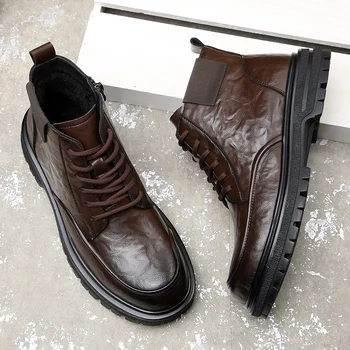 Мужские кожаные водонепроницаемые ботильоны Chukka на шнуровке, оксфордские модельные ботинки, повседневная деловая обувь для работы для мужчин