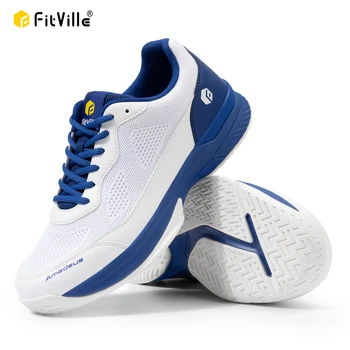 Мужские теннисные туфли FitVille Wide, дышащие уличные профессиональные кроссовки для тренировок при легком подошвенном фасците большого пальца стопы
