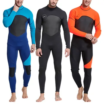 Мужской гидрокостюм для всего тела, 3 мм мужской неопреновый костюм для дайвинга с длинными рукавами-идеально подходит для плавания с аквалангом, сноркелинга, серфинга Оранжевый