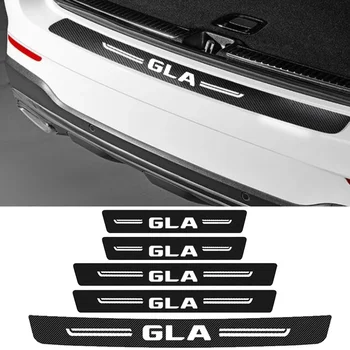 Наклейки на порог автомобиля из углеродного волокна Защитные полосы для логотипа Mercedes Benz GLA 2023 Наклейки для защиты от царапин на бампере багажника