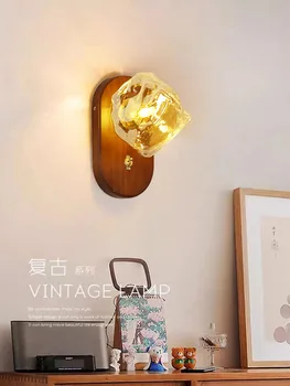Настенный светильник Ice Cube в Японском стиле в стиле Ретро, Простая Фоновая Настенная лампа Для Гостиной, Минималистичная Прикроватная Лампа Для спальни