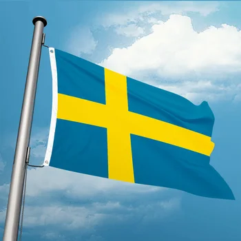 Национальный Флаг Швеции 3 фута x 5 футов Развевающийся Полиэфирный Баннер 150*90 см На Заказ По Всему миру Всемирное Двойное Проникновение на Открытом воздухе